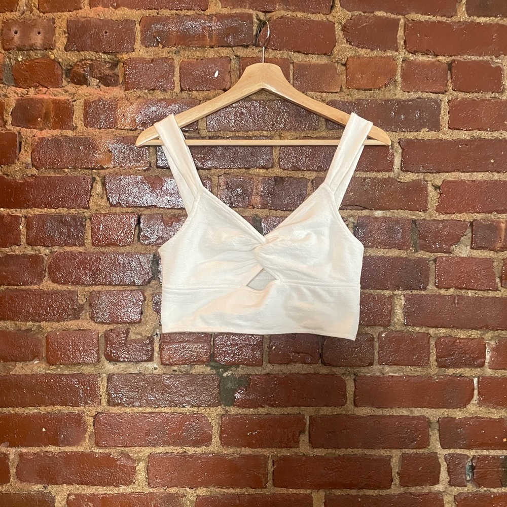 Madewell Cream Keyhole Crop Top - M